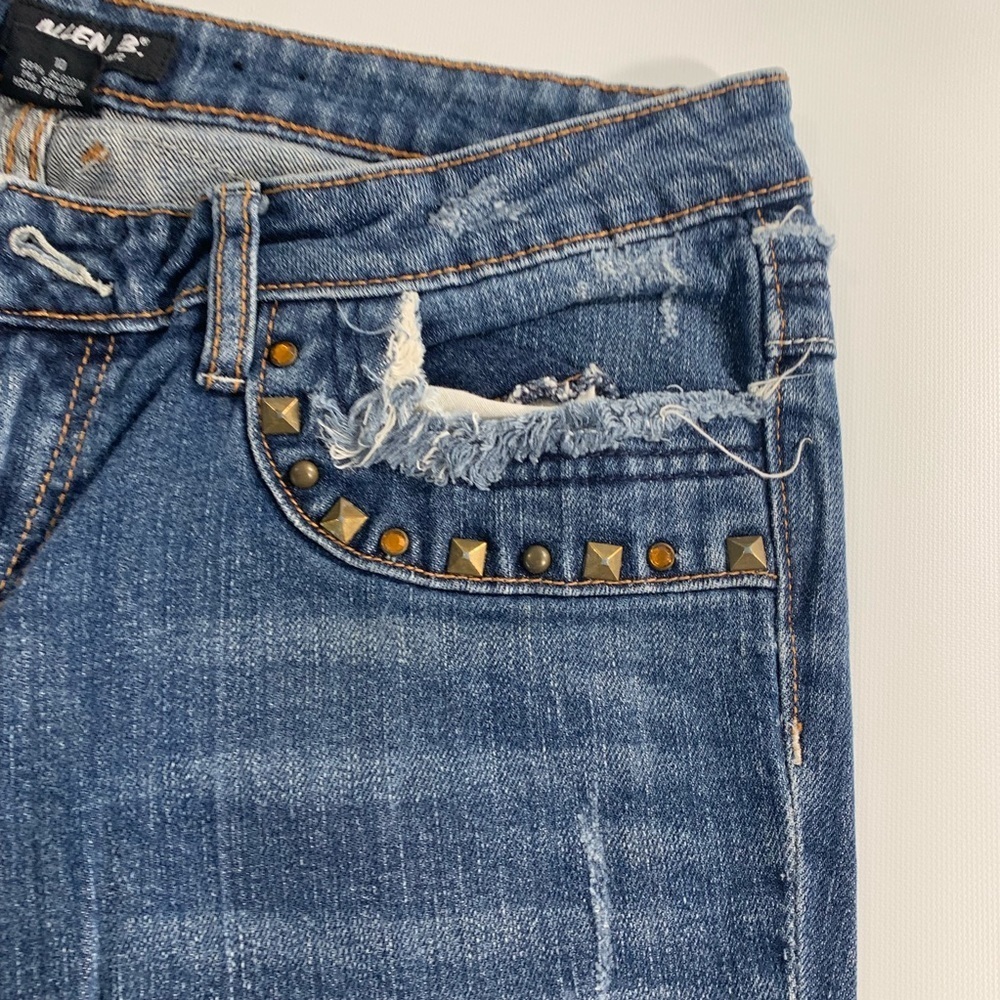 Allen B. By Allen Schwartz | Blue Stud Rhinestone Size 10 Straight Wide Leg - Picture 7 of 11